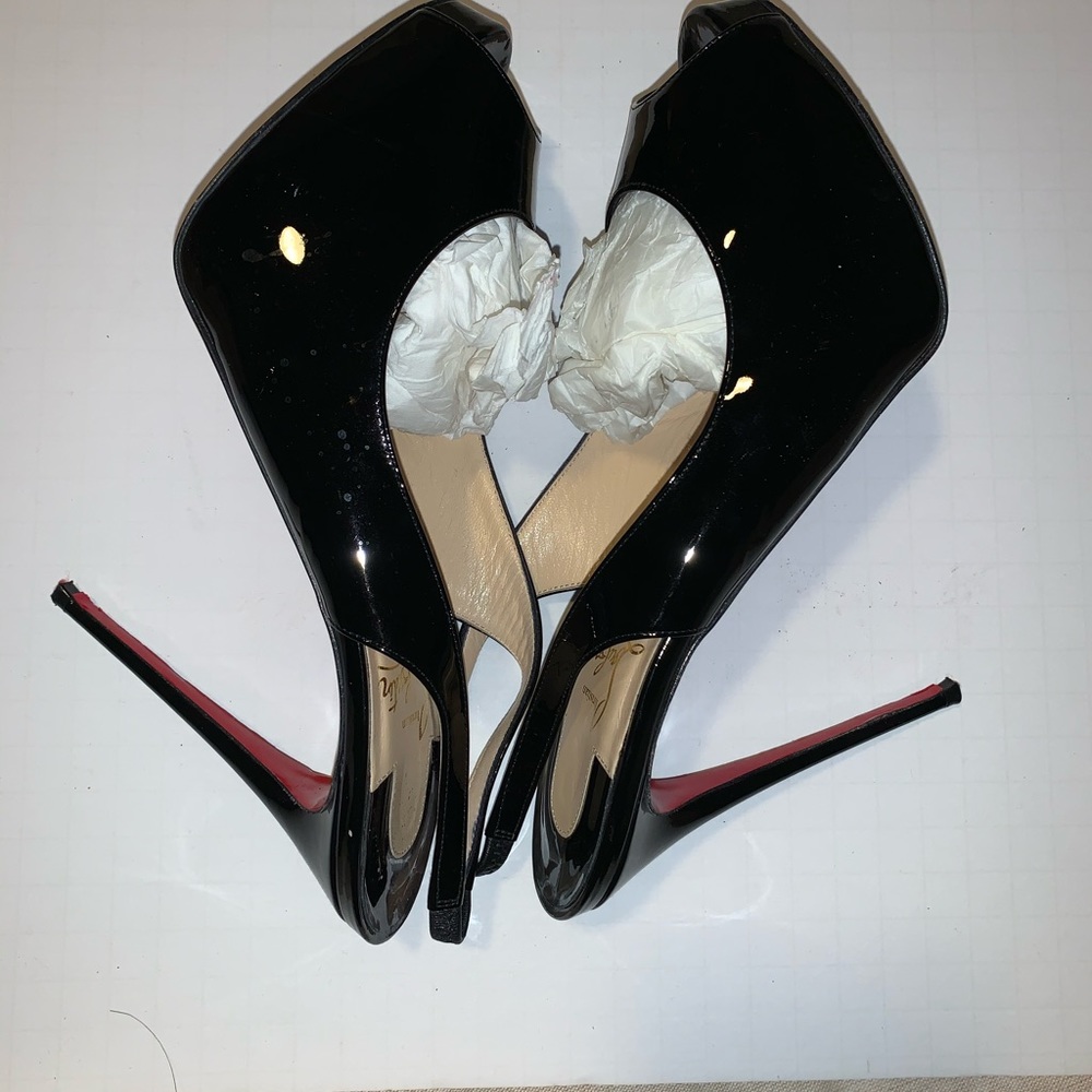 Christian Louboutin patent leather sling backs